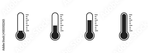 Thermometer hot and cold vector set icon in flat. Weather element illustration
