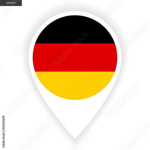 Germany marker icon with shadow on white background. German pin icon isolated on white background.