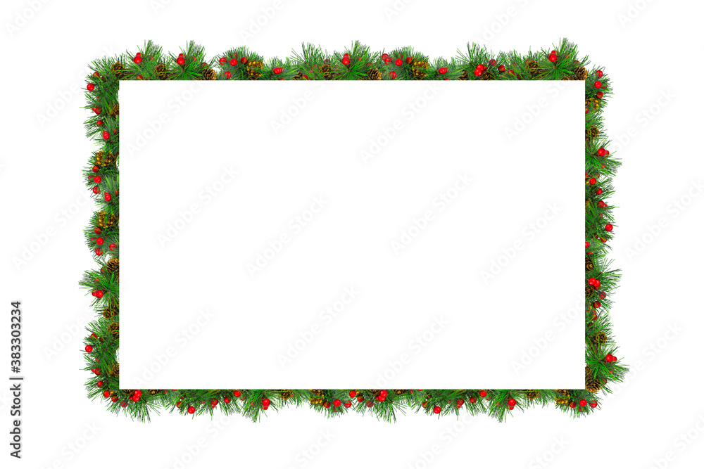 Frame of spruce branches with cones, white background. Frame of spruce branches with cones, white background.