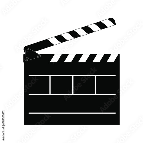 Movie clapperboard vector. for cinema film production. Board clap for video clip scene start. Lights, camera, action!. icon vector illustration on white background