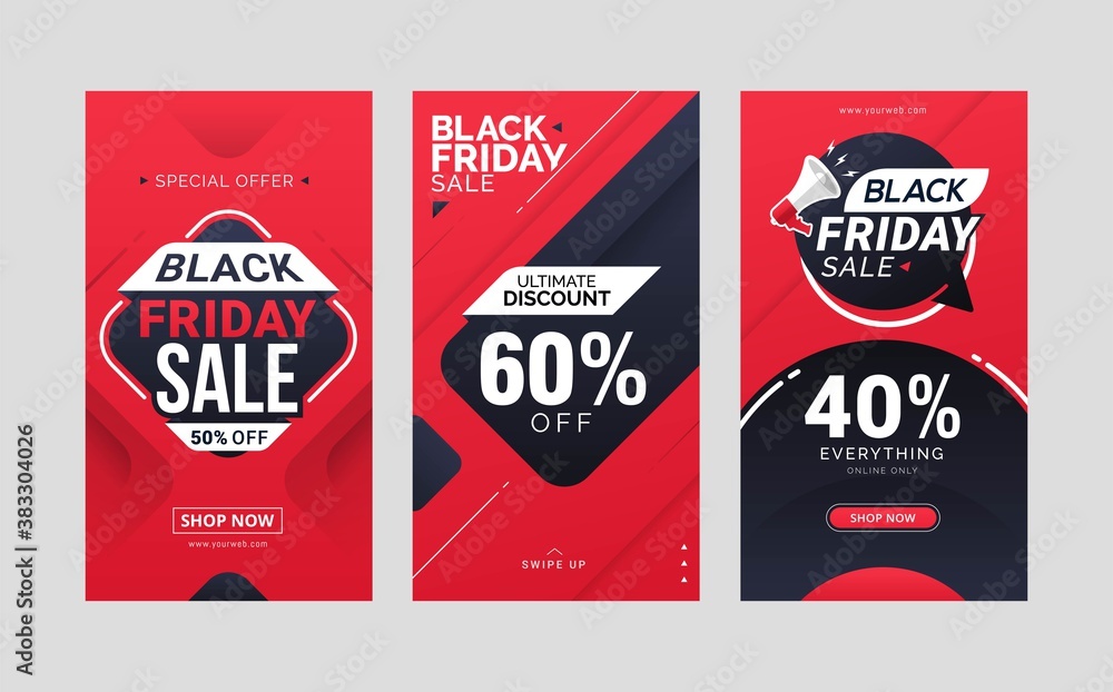 Black friday sale social media stories template design collection