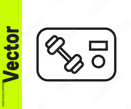 Black line Fitness club, gym card icon isolated on white background. Vector.