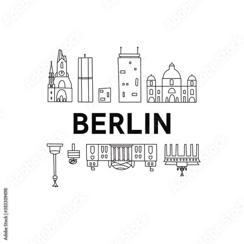Berlin skyline. Cute And Funny Doodle Style. Vector illustration. Original design for souvenirs