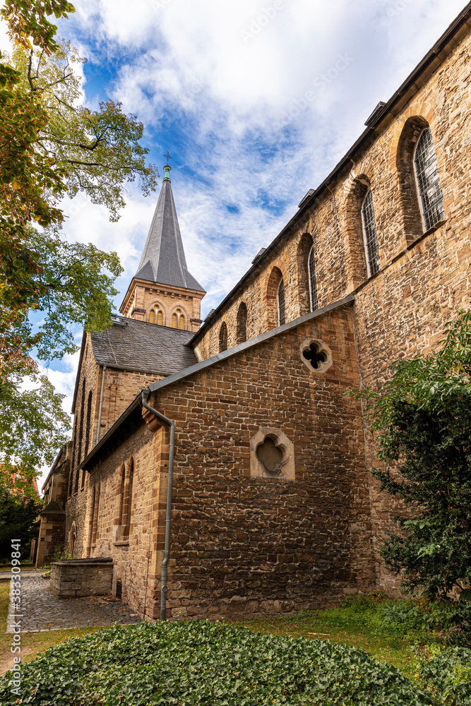 Historical church exterior and tower in Saxony-Anhalt, Germany
