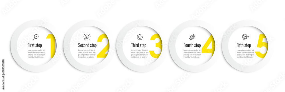 Vetor de Vector Infographic design template with icons and 5 options or ...