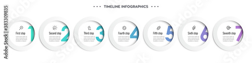 Vector Infographic design template with icons and 7 options or steps. Can be used for process diagram, presentations, workflow layout, banner, flow chart, info graph.
