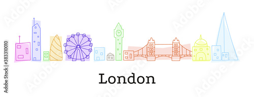 London skyline. Colorful doodle style.