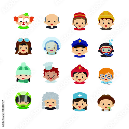 People and professions in cartoon style. Collection of funny characters for children.