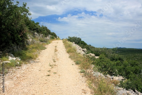 hiking and biking trail  Lake Vrana  near Zadar  Croatia