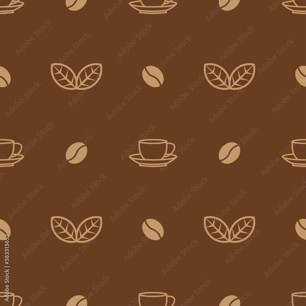 Obraz premium seamless pattern with natural coffee and leaf theme, brown color background vector