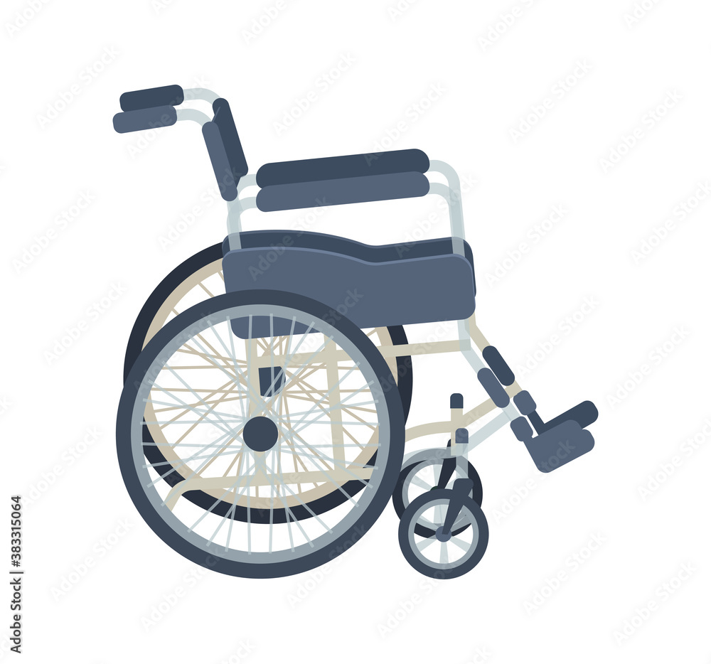 Fototapeta premium Wheelchair for disabled people, transport chair in case of illness, injury, or disability, elderly medical support equipment