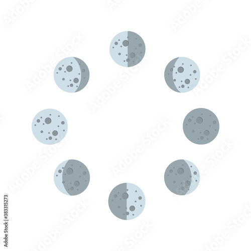 Moon phases icon in flat style isolated on white background. Astronomy icon. Vector stock