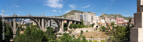 Amazing panoramic view of the city of Alcoy and the San Jorge bridge. Art Deco construction. photo