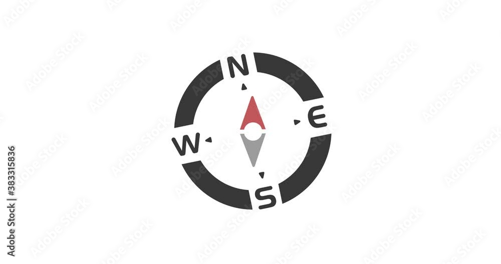Compass icon animation. North direction. Weather video Compass icon animation. North direction. Weather video