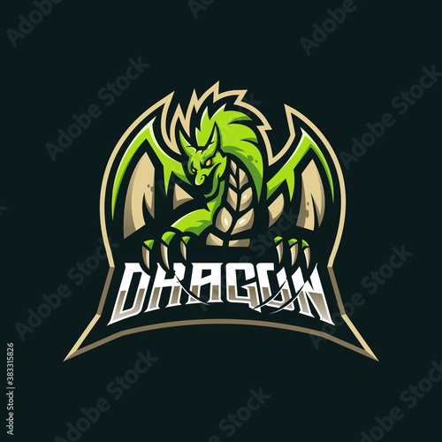 Green Dragon mascot logo design for sport, team , gaming 