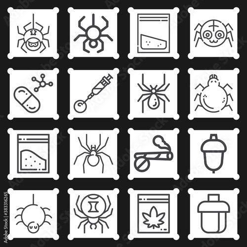 16 pack of poison  lineal web icons set