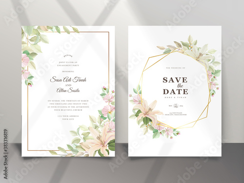 Elegant lily wedding invitation card set