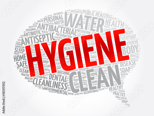 Hygiene circle word cloud collage, health concept background