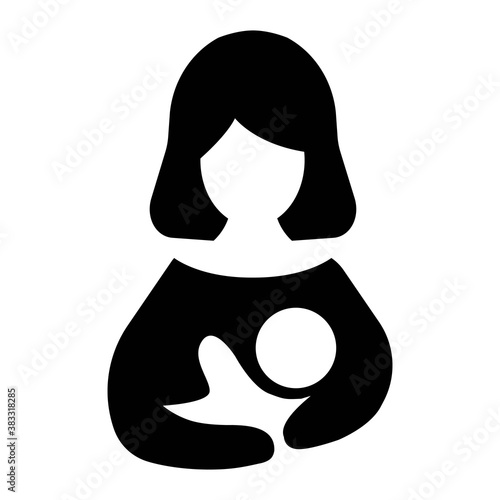 Breast feeding, woman breastfeeding her child icon vector. ESP10