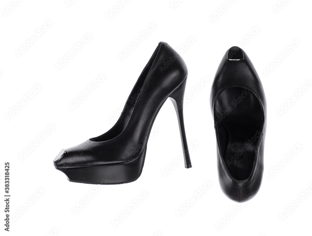 black elegant high-heeled shoes isolated on white background black elegant high-heeled shoes isolated on white background
