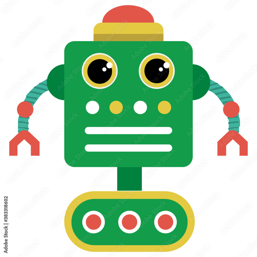 
Robot flat icon design, artificial person 
