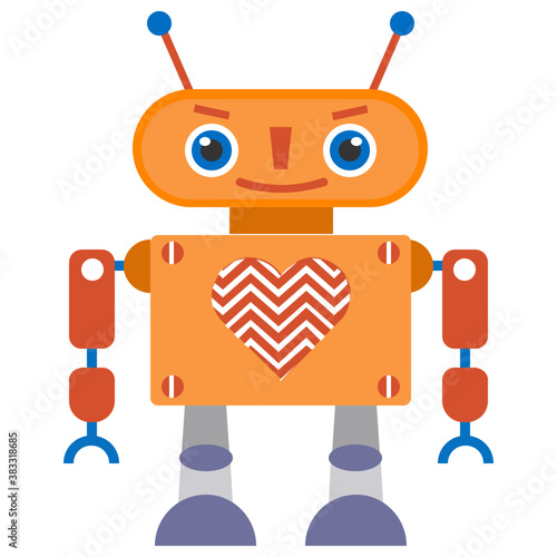  Robot flat icon design, artificial person 