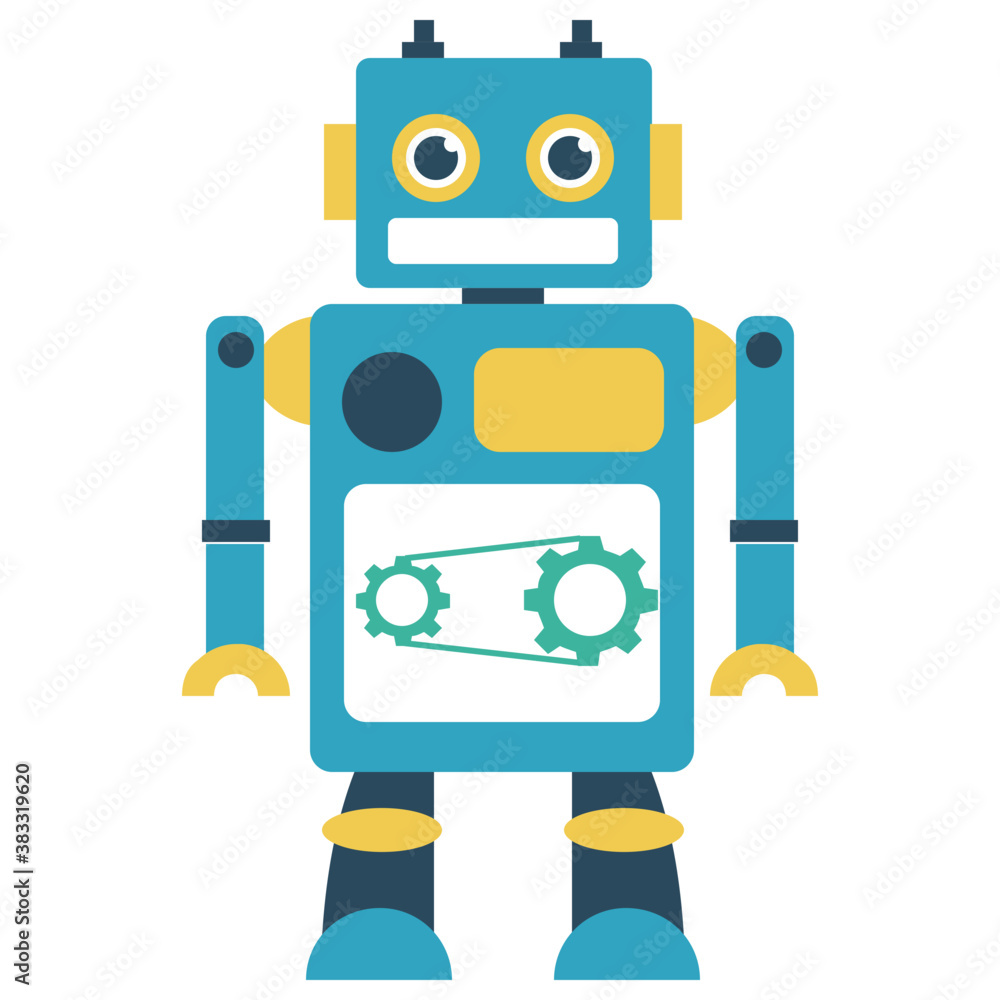 Fototapeta premium Robot flat icon design, artificial person 