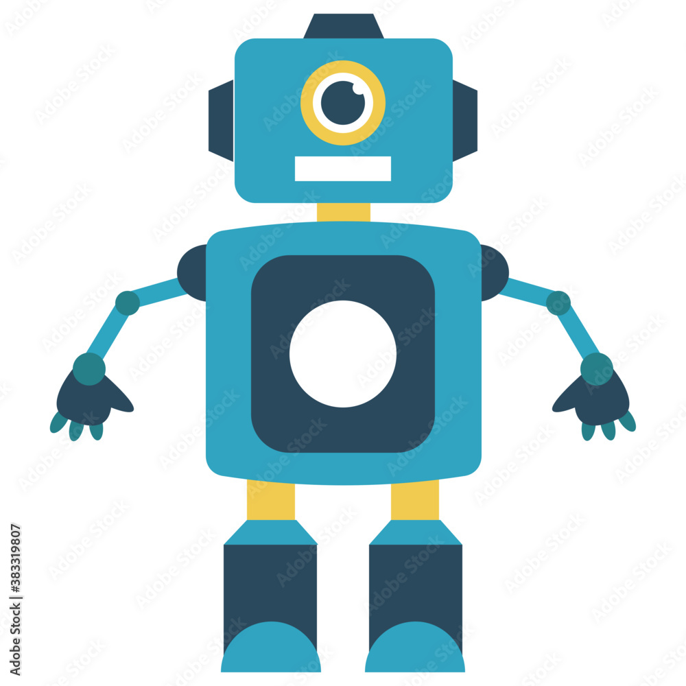 Fototapeta premium Robot flat icon design, artificial person 