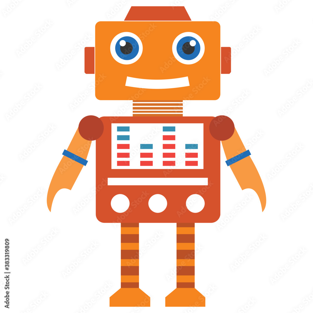 Fototapeta premium Robot flat icon design, artificial person 