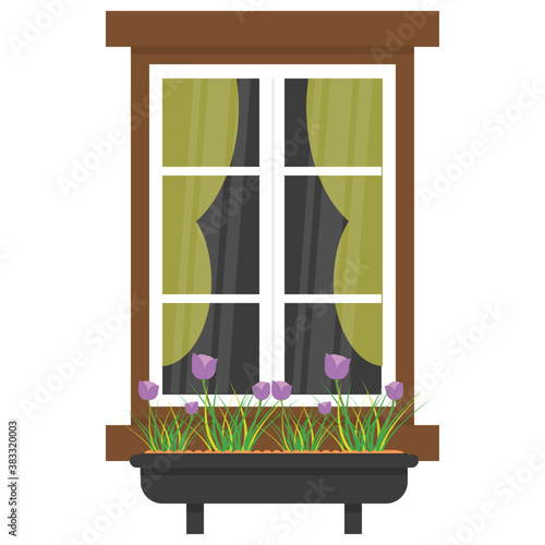 
A window shutter depicting exterior of the home 
