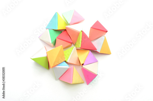 Colorful tetrahedrons origami, top down