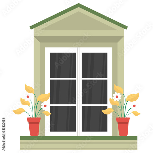 
A window shutter depicting exterior of the home 
