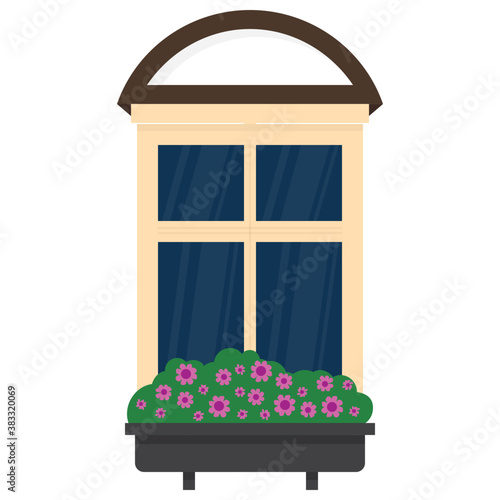 
A window shutter depicting exterior of the home 
