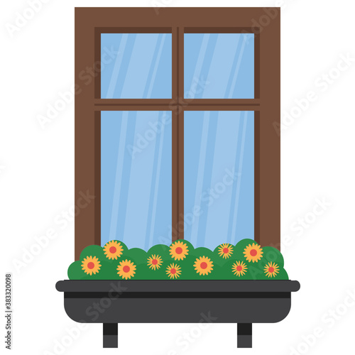 
A window shutter depicting exterior of the home 
