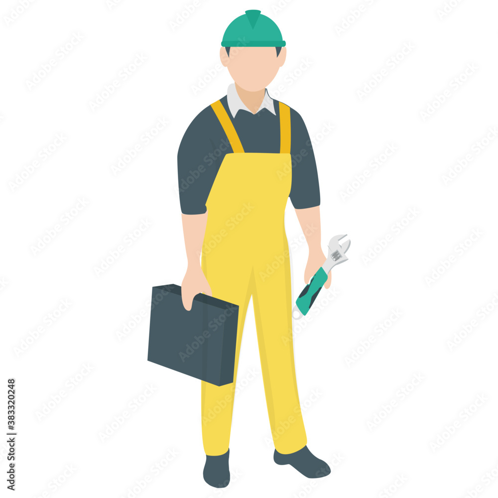 
Person with a toolbox for electricity repairing, electrician
