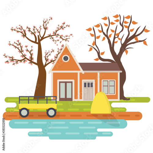 
Scenic farm illustration design
