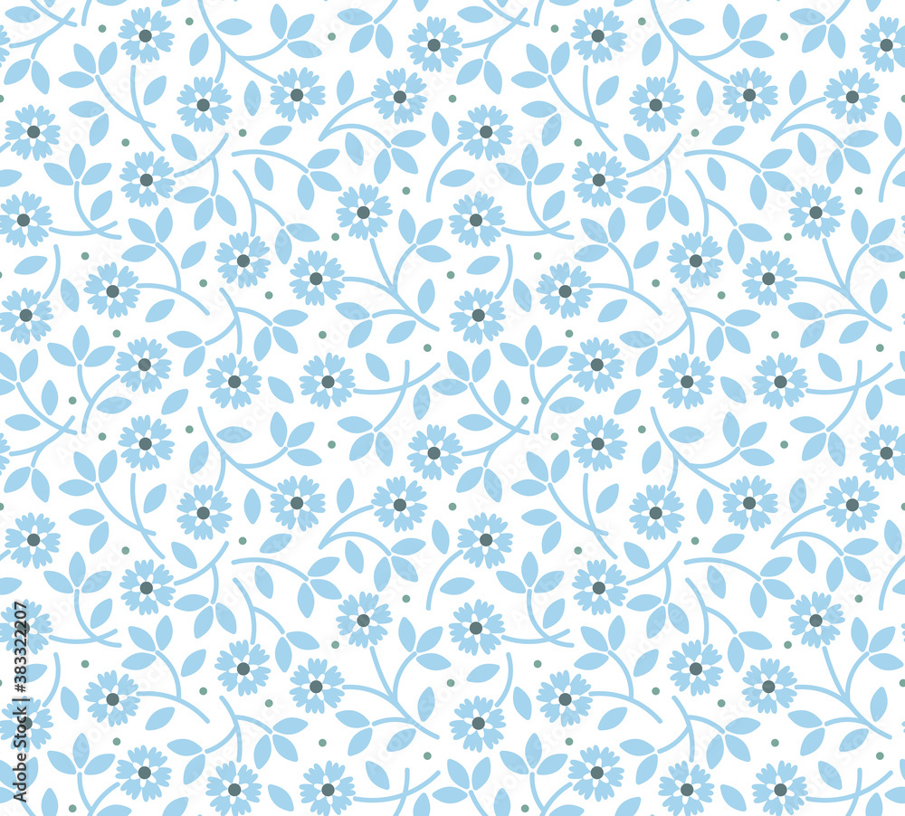 Premium Vector  Floral pattern pretty flowers light blue background  printing with small flowers ditsy print