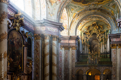 St. Stephan Church, part of the Augustinians Canons Abbey in Herzogenburg, Lower Austria. The church is a magnificent baroque ensemble, build from 1743 to 1785 by the famous architect Franz Muggenast