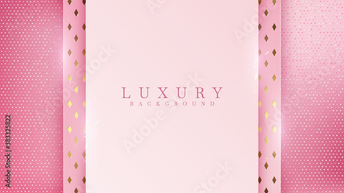 Luxury golden line background pink shades in 3d abstract style. Illustration from vector about modern template deluxe design.