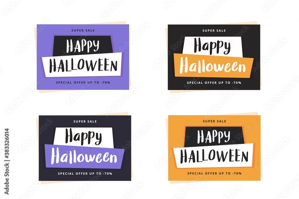 Halloween sale banner template set, vector illustration Halloween sale banner template set, vector illustration