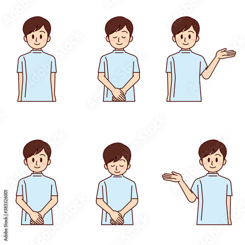 いろんなポーズの上半身男性看護師 2