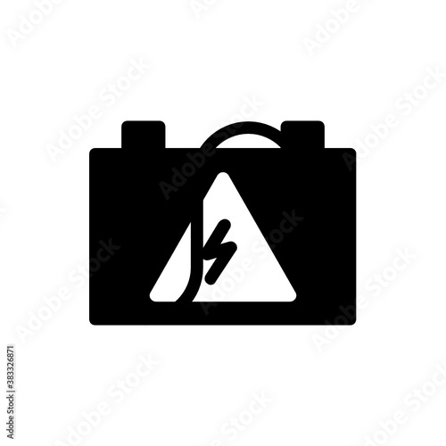 High Volt Conductor with Thunder Bolt Sign, Electrical High Voltage Oil Filled Capacitors Vector Glyph Icon design, Power Generation Equipment on white background, Electrical engineering Symbol