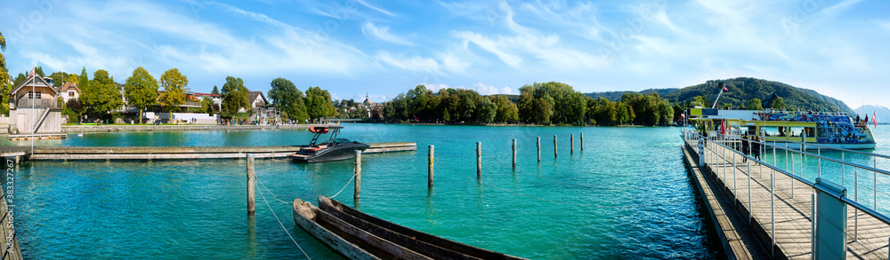 Panorama of Seewalchen am Attersee (Attersee lake), Salzkammergut, Austria Panorama of Seewalchen am Attersee (Attersee lake), Salzkammergut, Austria