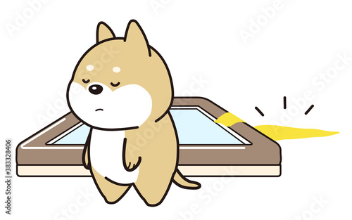 柴犬の子犬がトイレから外しておしっこをしていしまったイラスト Stock Vector Adobe Stock