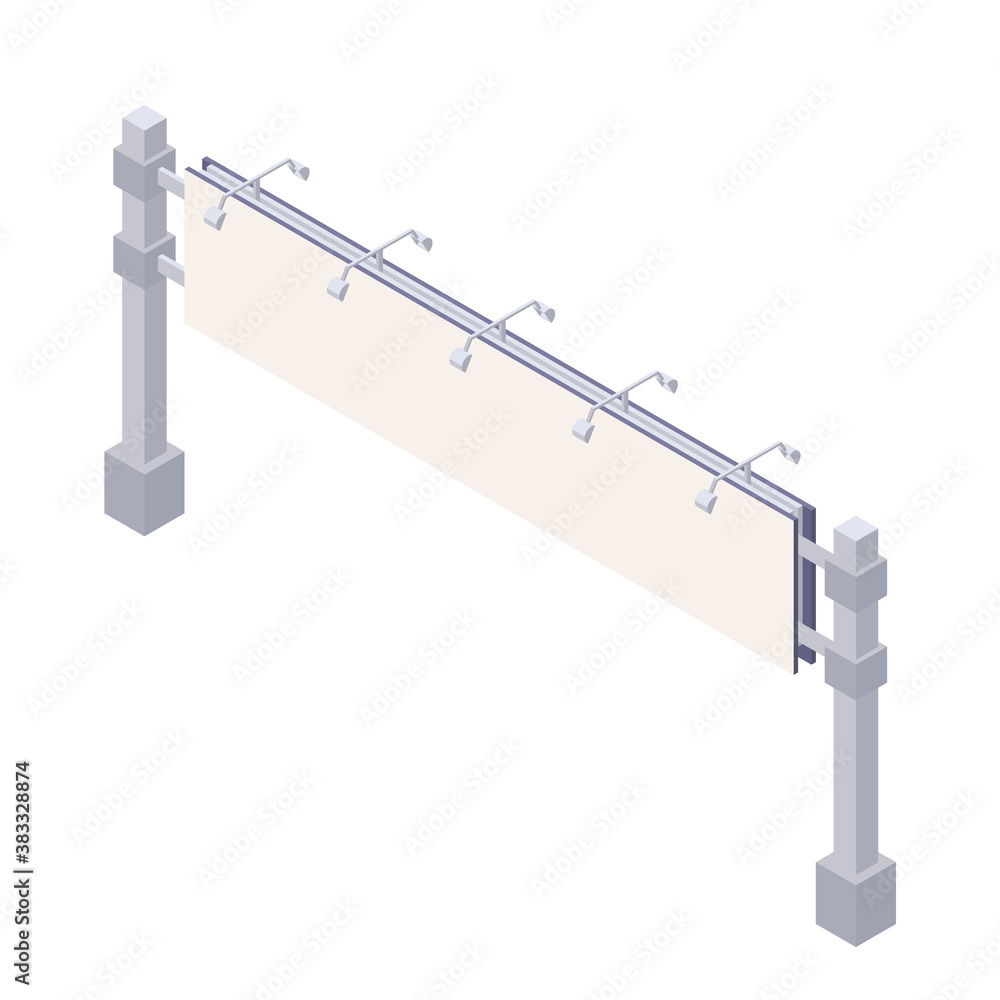 Fototapeta premium Isometric billboard with blank canvas for outdoor advertising.