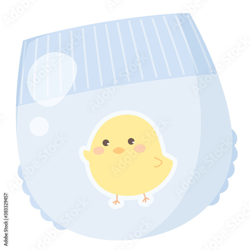 かわいいおむつのイラスト_青_ひよこ