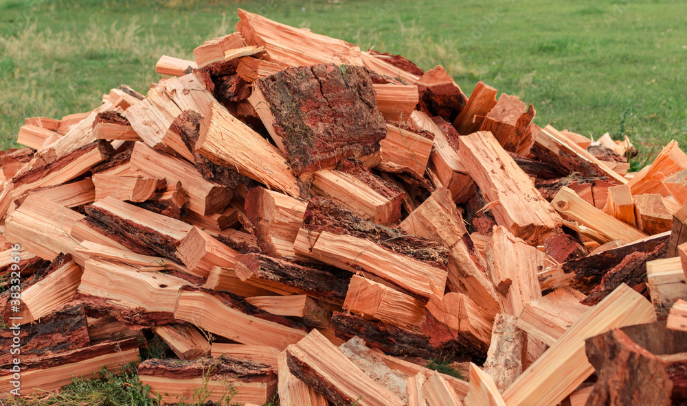 Firewood is stacked in autumn. Chopped pile of wood. Lots of wood from logs. Preparation of firewood for the winter. background texture pattern with stacked dry chopped firewood. Trees in the sawmill Firewood is stacked in autumn. Chopped pile of wood. Lots of wood from logs. Preparation of firewood for the winter. background texture pattern with stacked dry chopped firewood. Trees in the sawmill