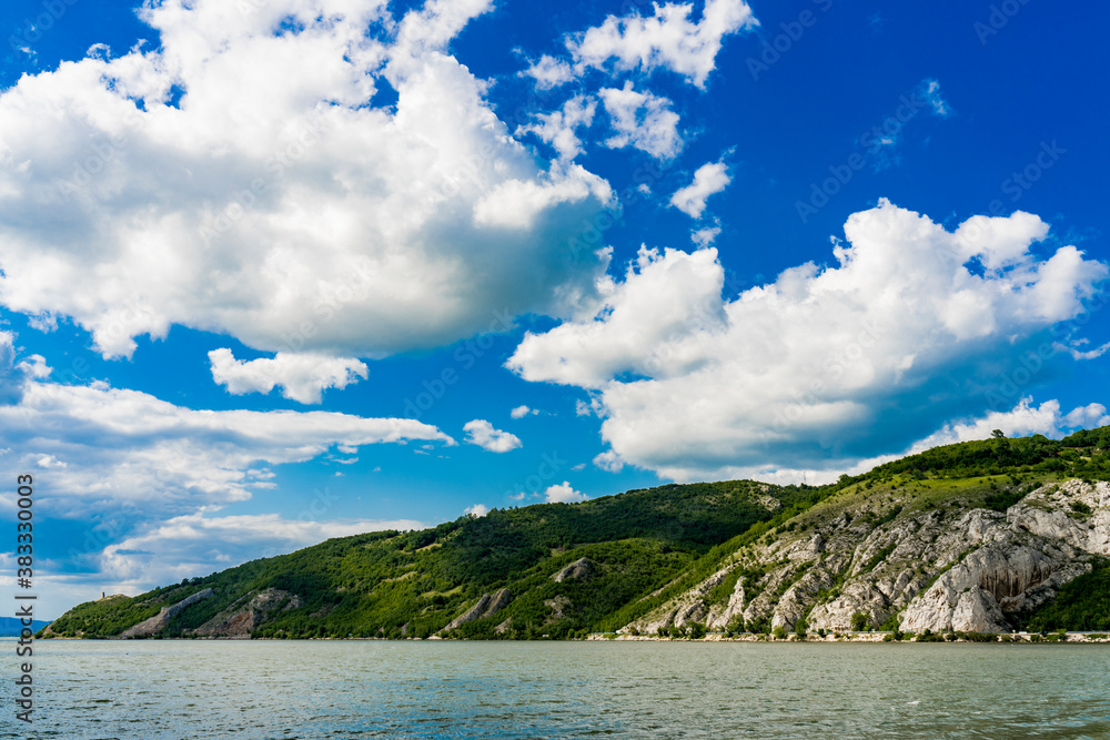 Danube gorge in Djerdap on the Serbian-Romanian border Danube gorge in Djerdap on the Serbian-Romanian border