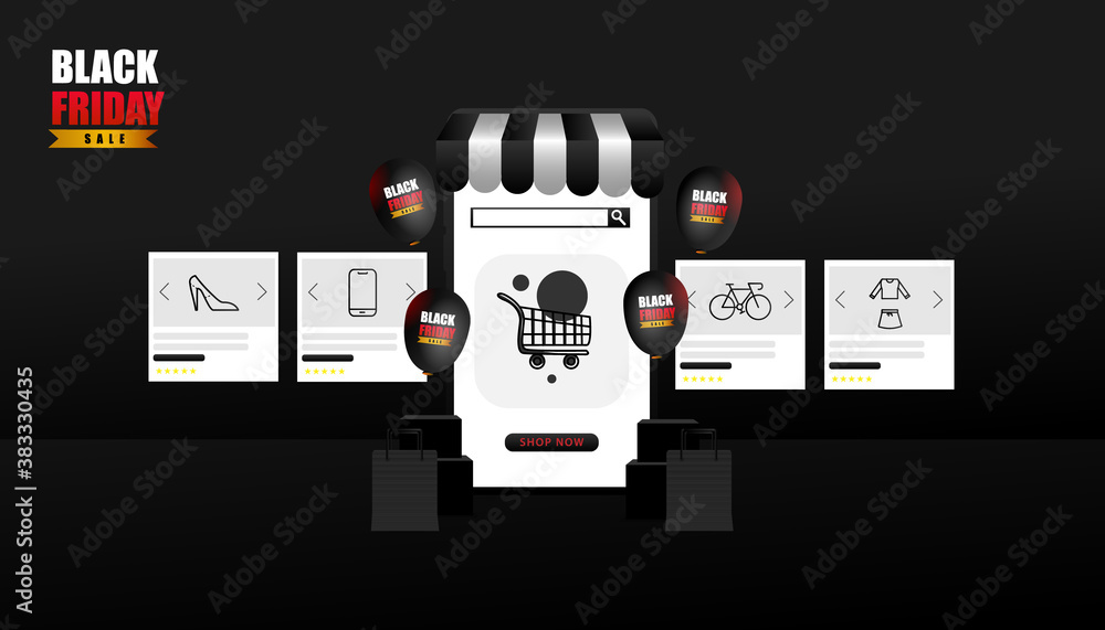 Fototapeta premium Black friday banner design template for website and app