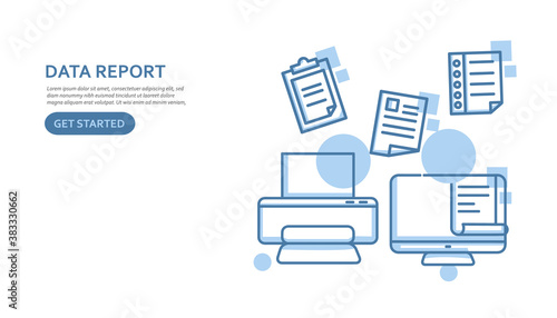 Data report and document report banner design vector